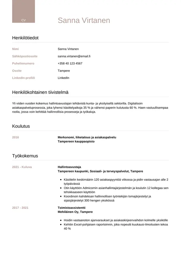 CV-pohja — Tyyli 6