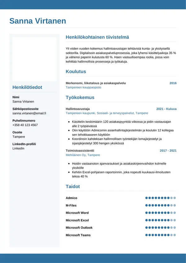 CV-pohja — Tyyli 9