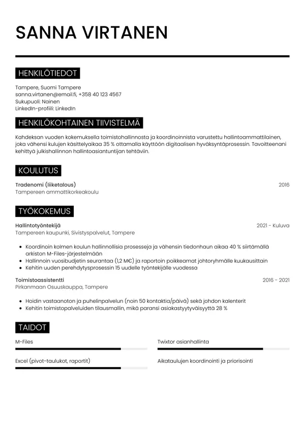CV-pohja — Tyyli 11