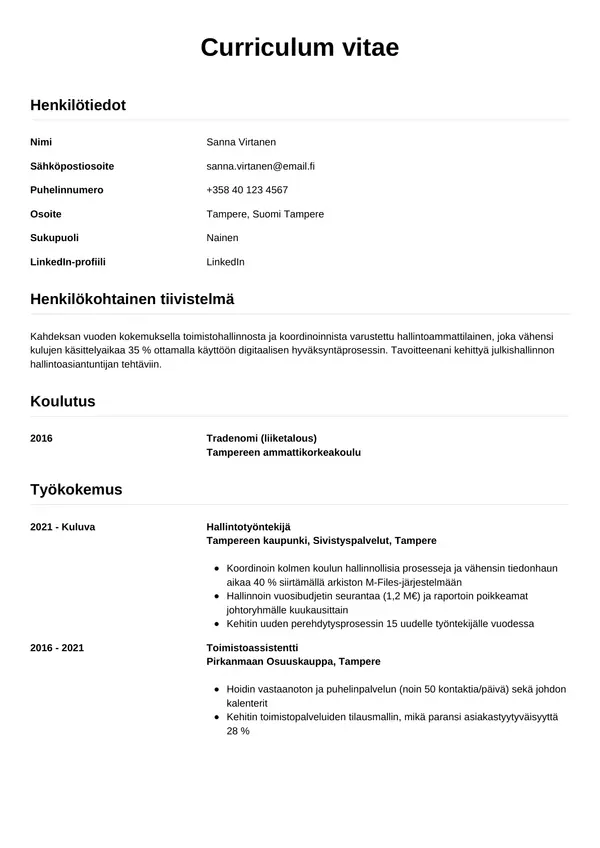 CV-pohja — Tyyli 12