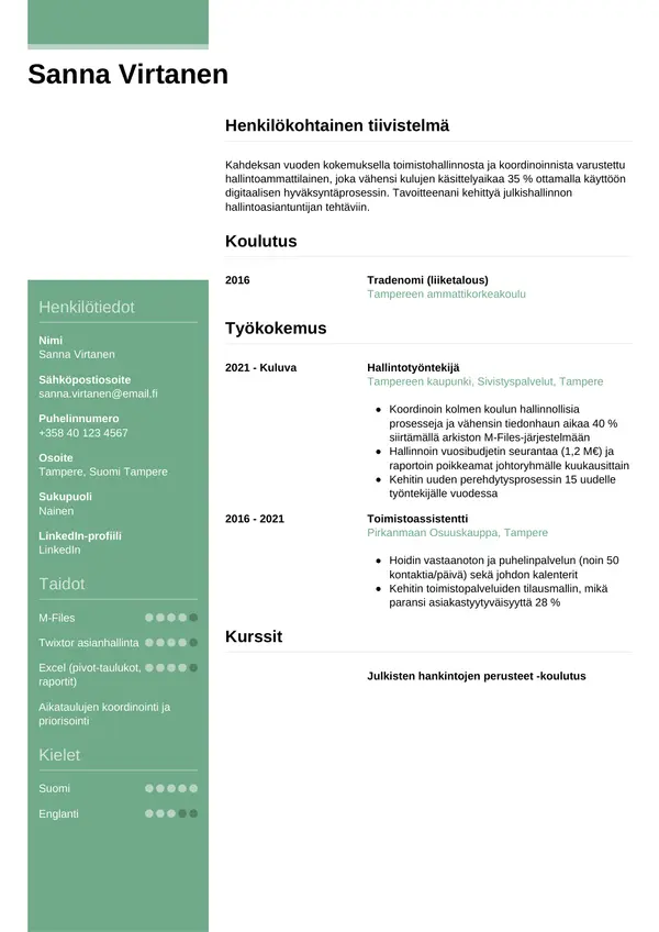 CV-pohja — Tyyli 8