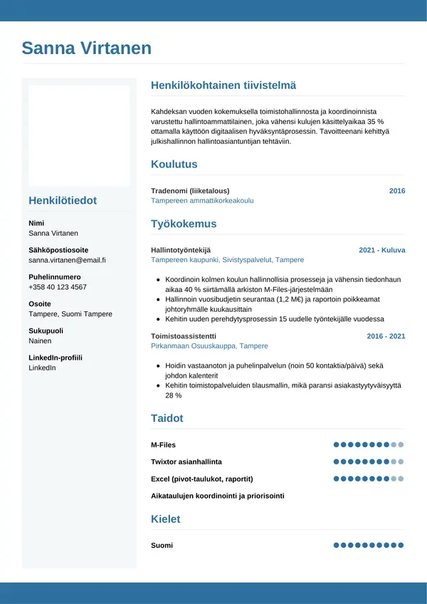 CV-pohja — Tyyli 9