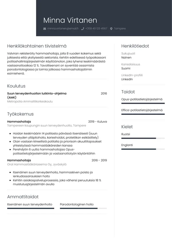 CV-pohja — Tyyli 1