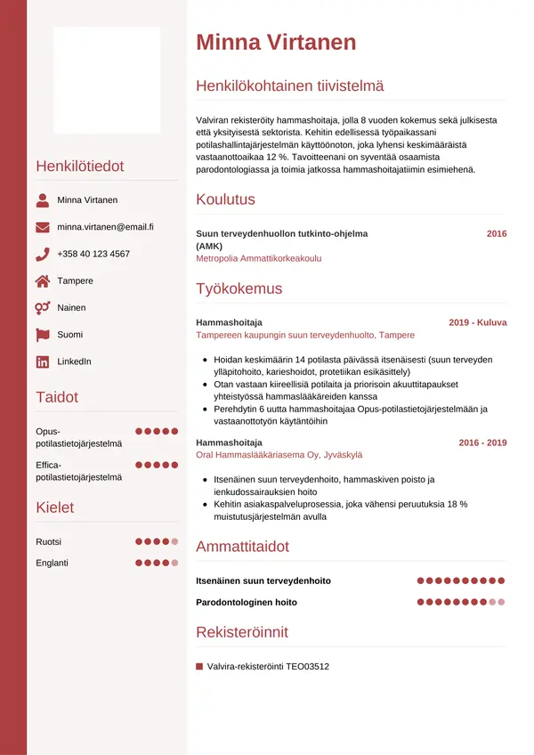 CV-pohja — Tyyli 10