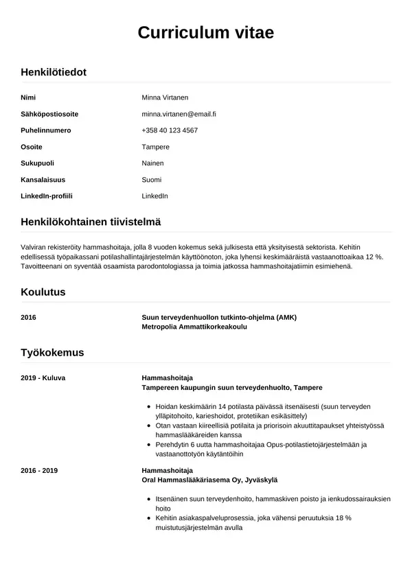 CV-pohja — Tyyli 12