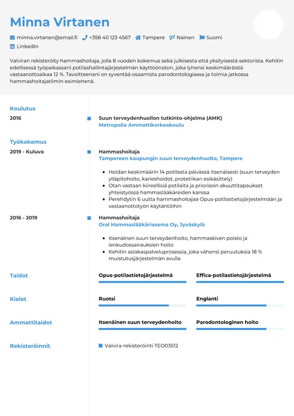 CV template Tyyli 2