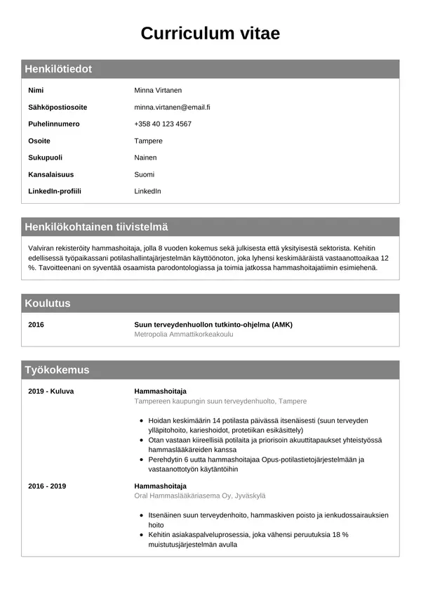 CV-pohja — Tyyli 7