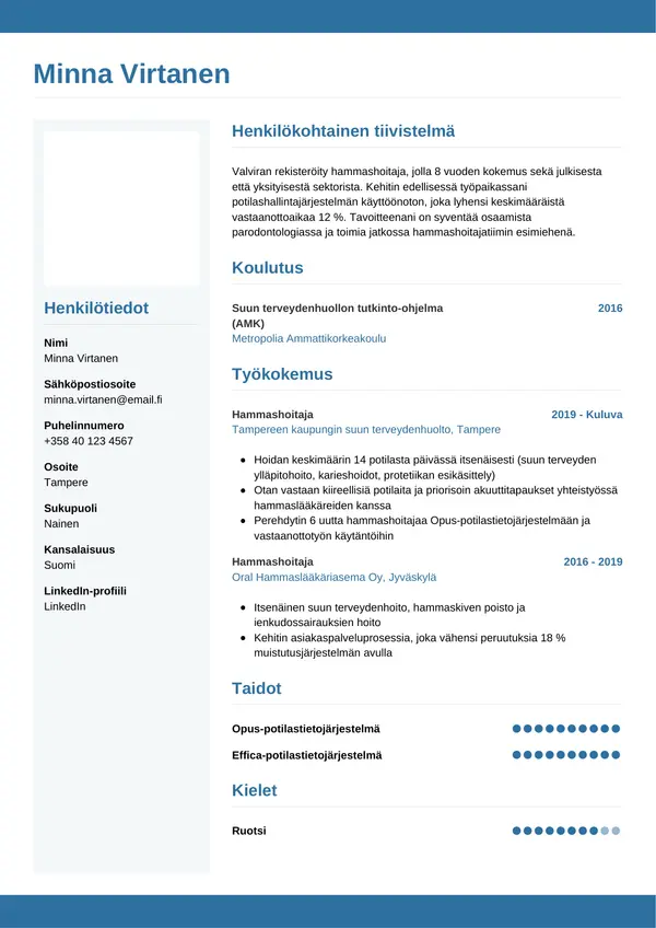 CV-pohja — Tyyli 9