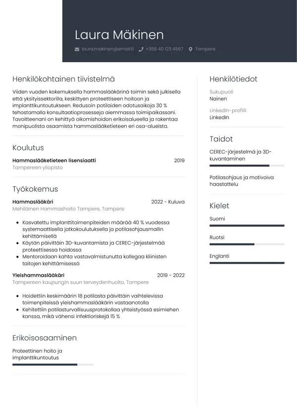 CV-pohja — Tyyli 1