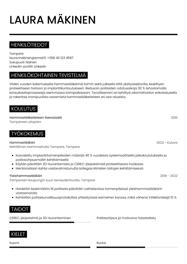 CV-pohja — Tyyli 11