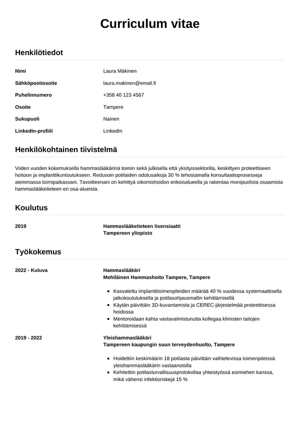 CV-pohja — Tyyli 12