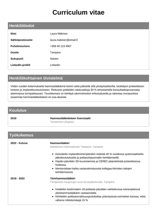 CV-pohja — Tyyli 7