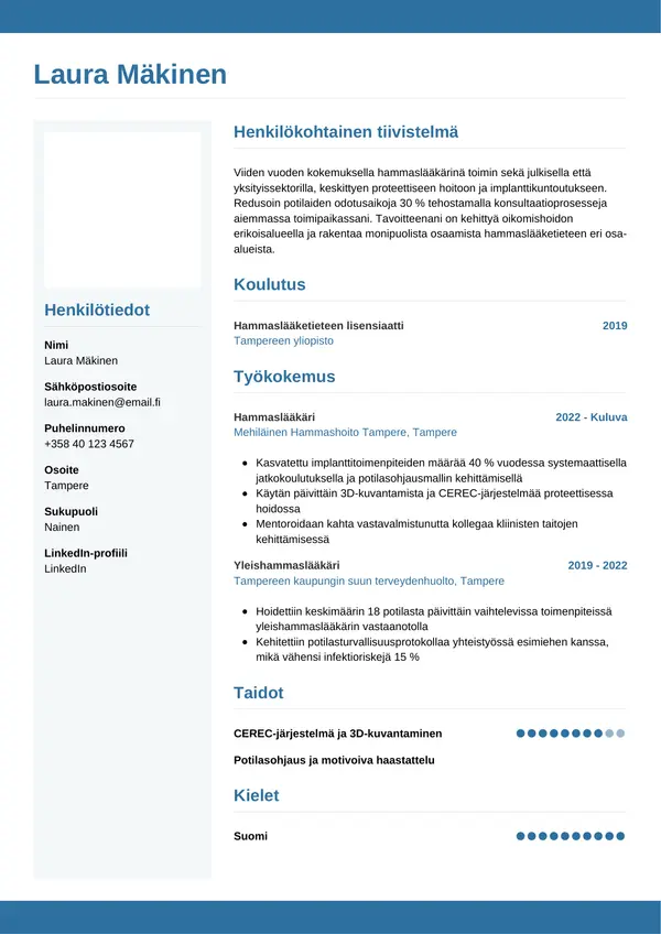 CV-pohja — Tyyli 9