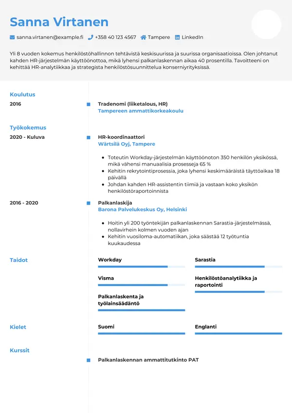 CV-pohja — Tyyli 2