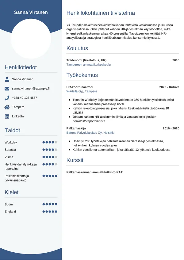 CV-pohja — Tyyli 4