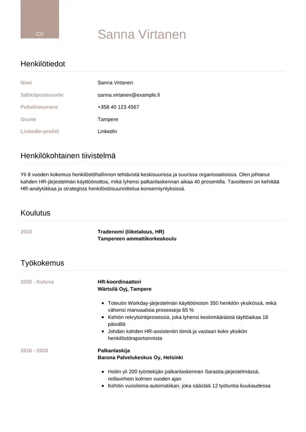 CV-pohja — Tyyli 6