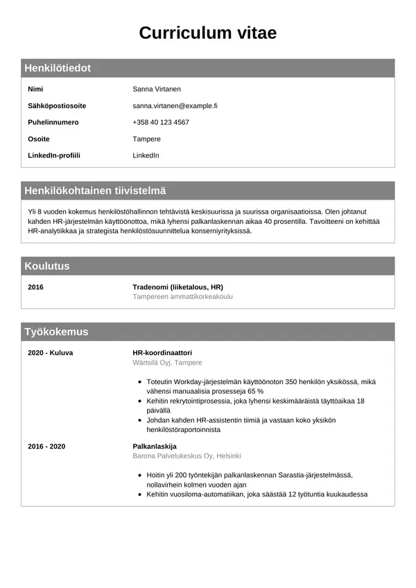 CV-pohja — Tyyli 7