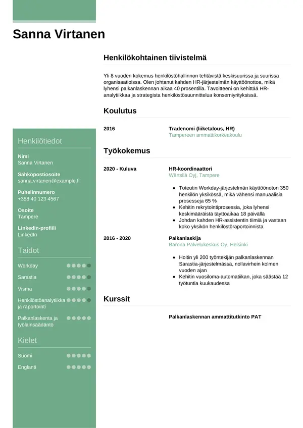 CV-pohja — Tyyli 8