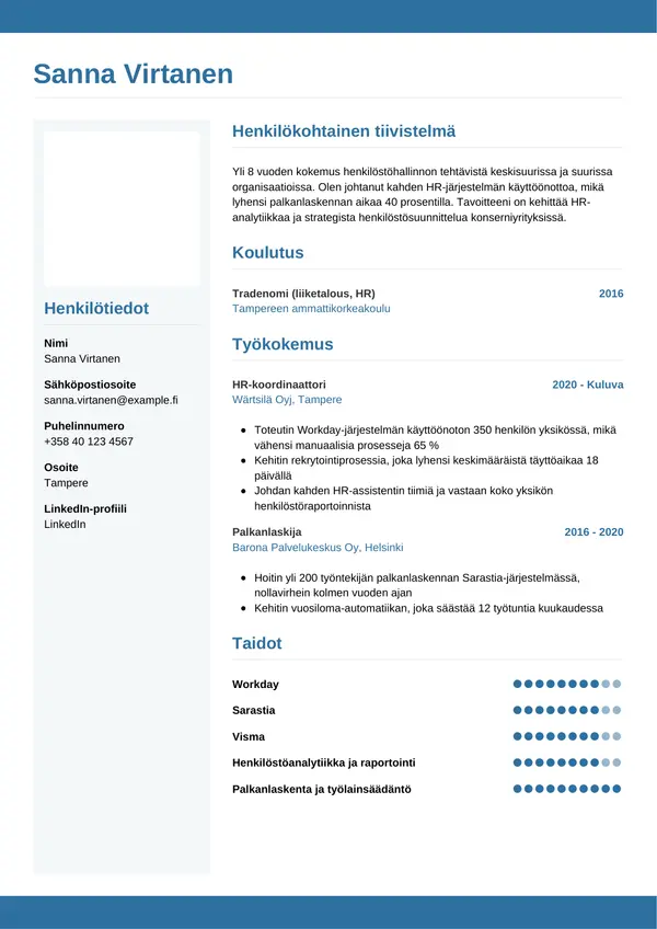 CV-pohja — Tyyli 9