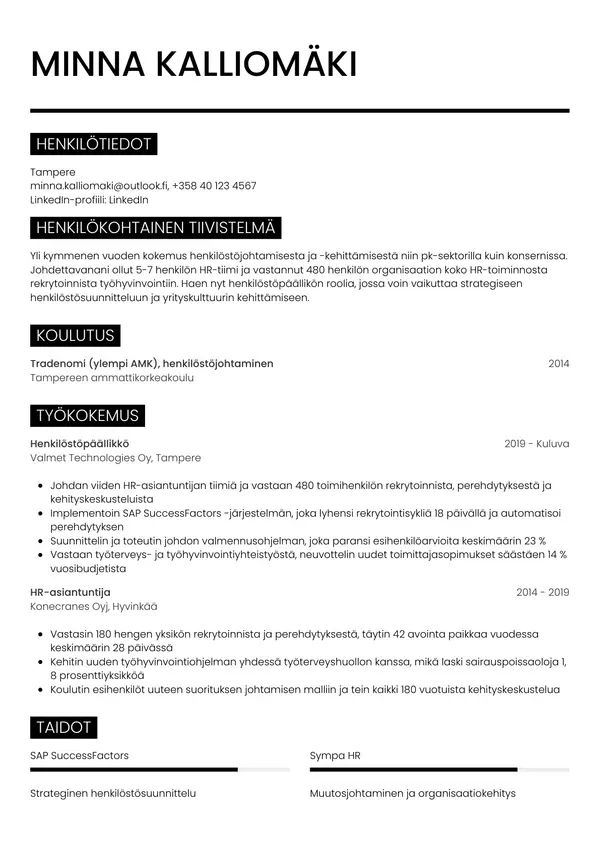 CV-pohja — Tyyli 11