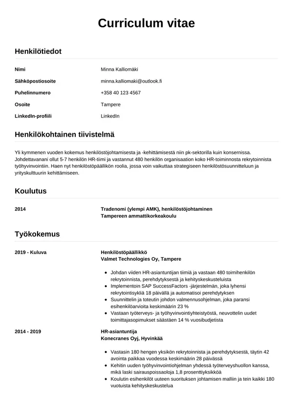 CV-pohja — Tyyli 12