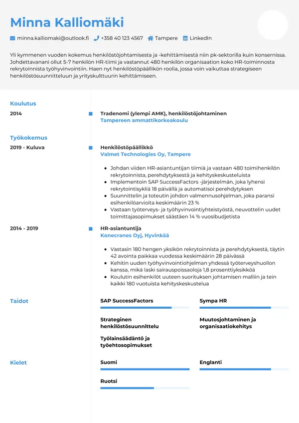 CV-pohja — Tyyli 2