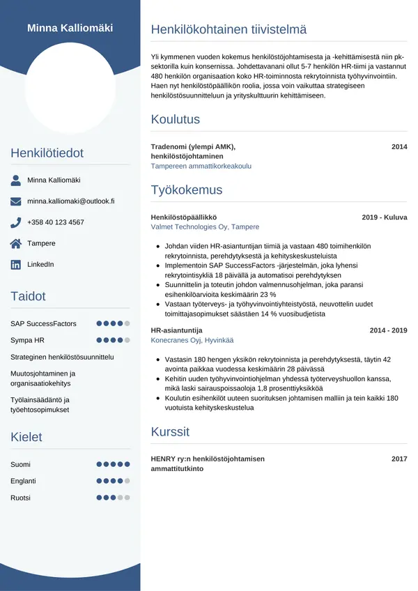 CV-pohja — Tyyli 4