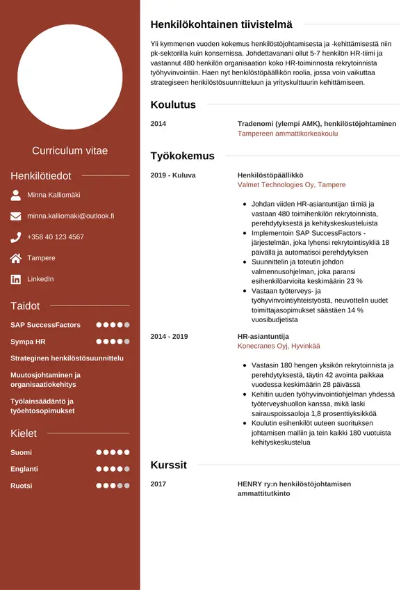 CV-pohja — Tyyli 5
