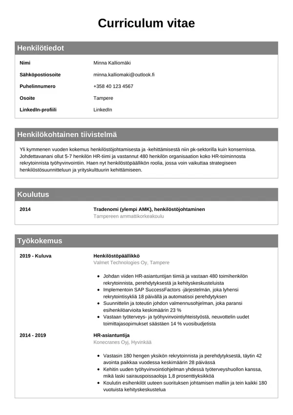 CV-pohja — Tyyli 7