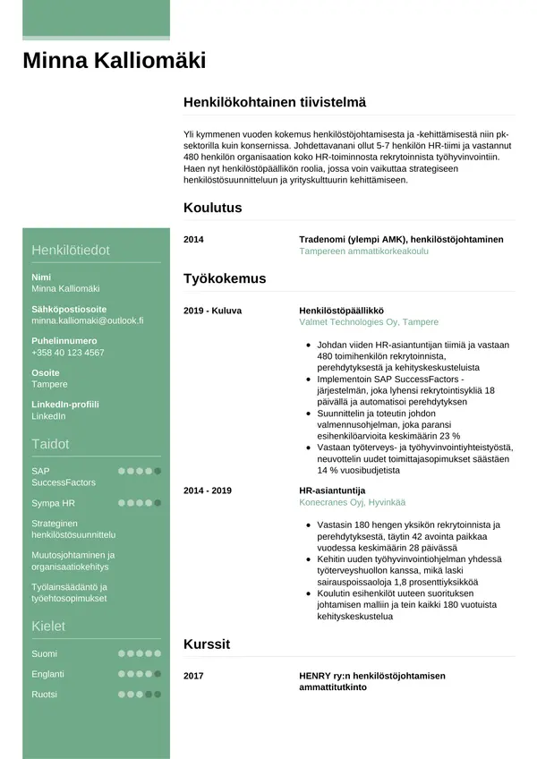 CV-pohja — Tyyli 8