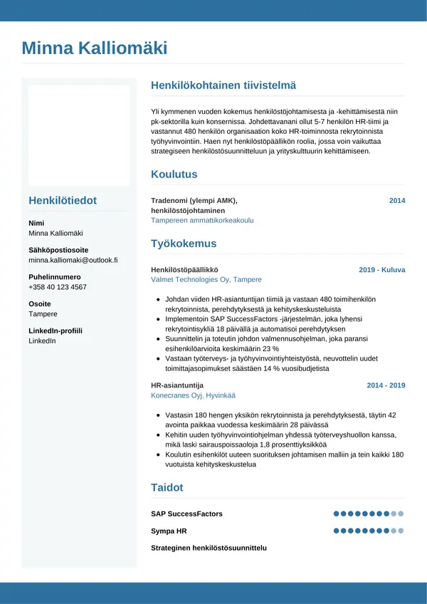 CV-pohja — Tyyli 9