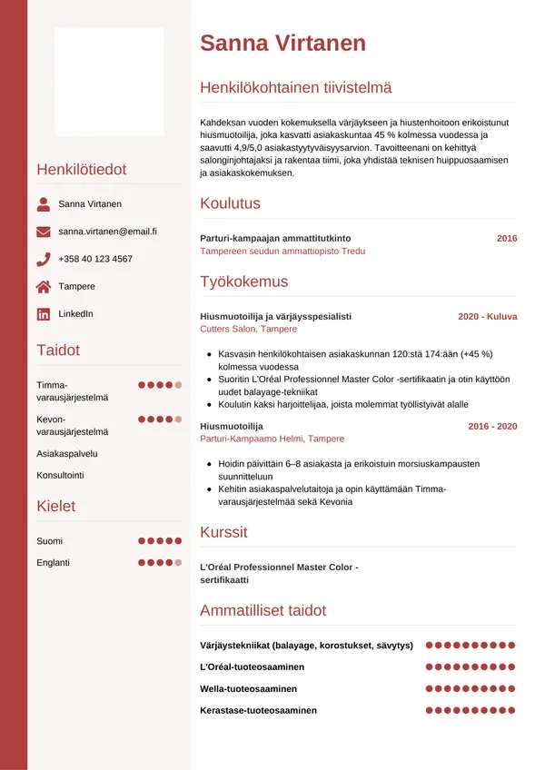 CV-pohja — Tyyli 10
