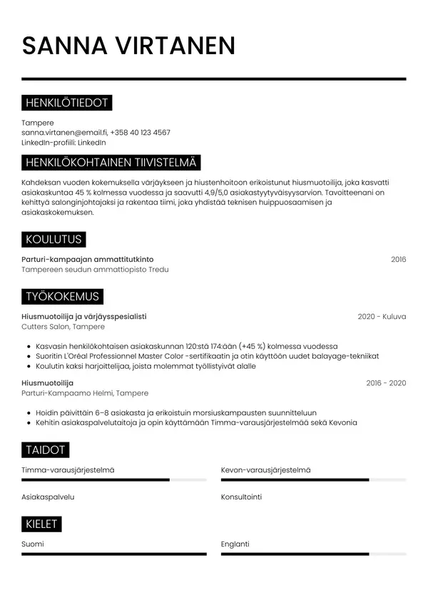CV-pohja — Tyyli 11