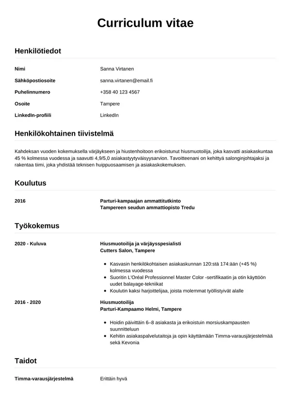 CV-pohja — Tyyli 12
