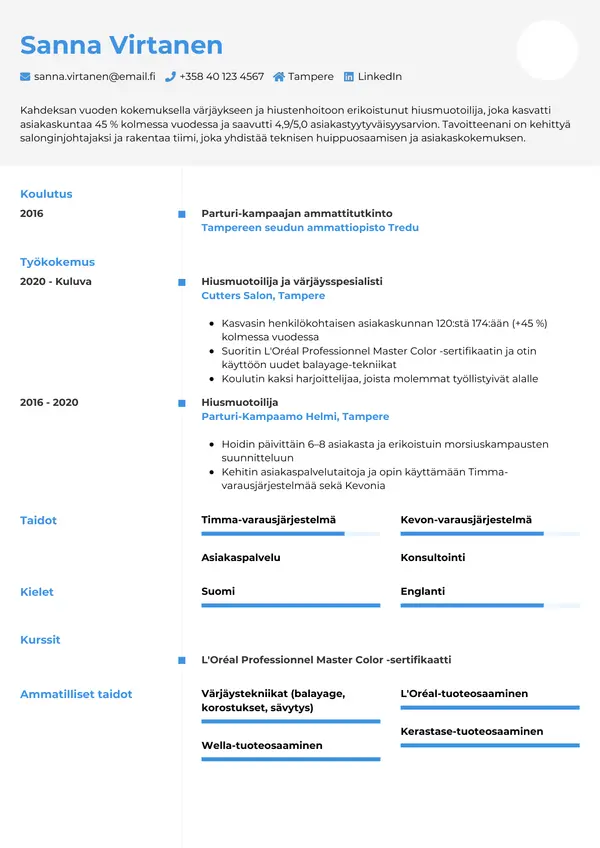 CV-pohja — Tyyli 2