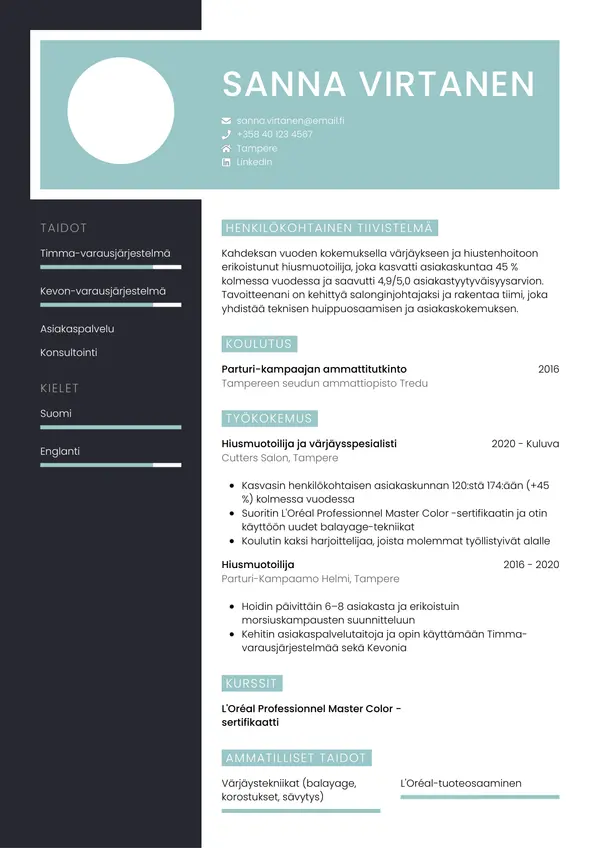 CV-pohja — Tyyli 3