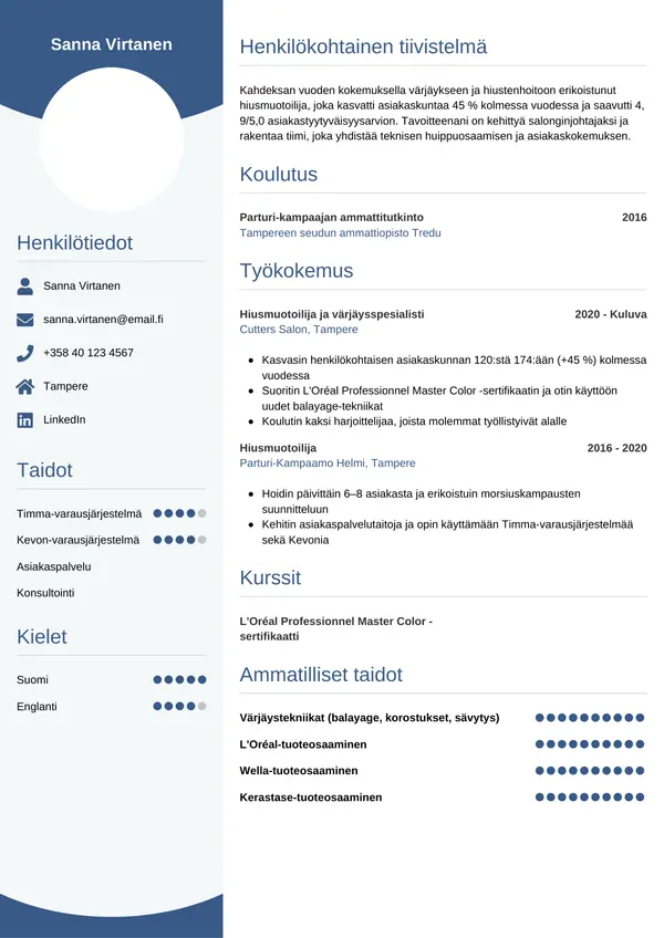 CV-pohja — Tyyli 4