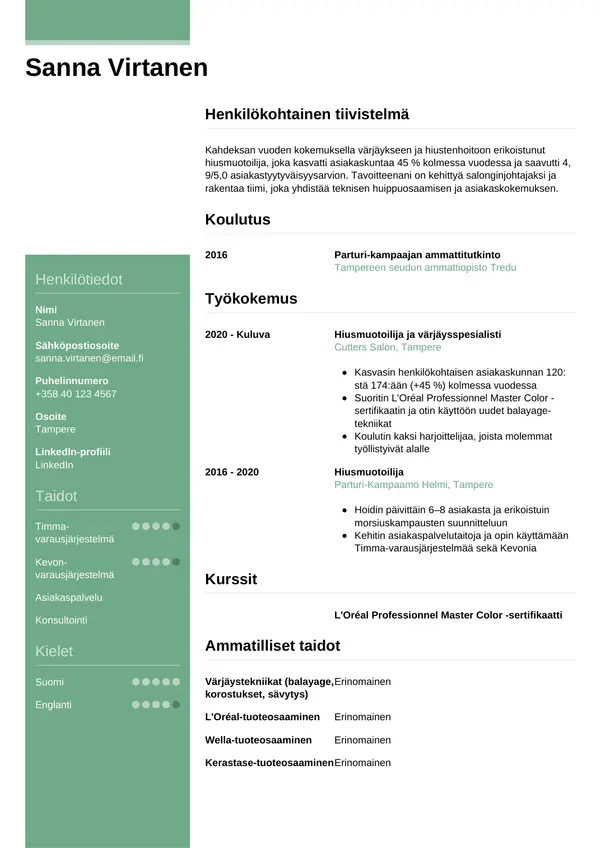 CV-pohja — Tyyli 8