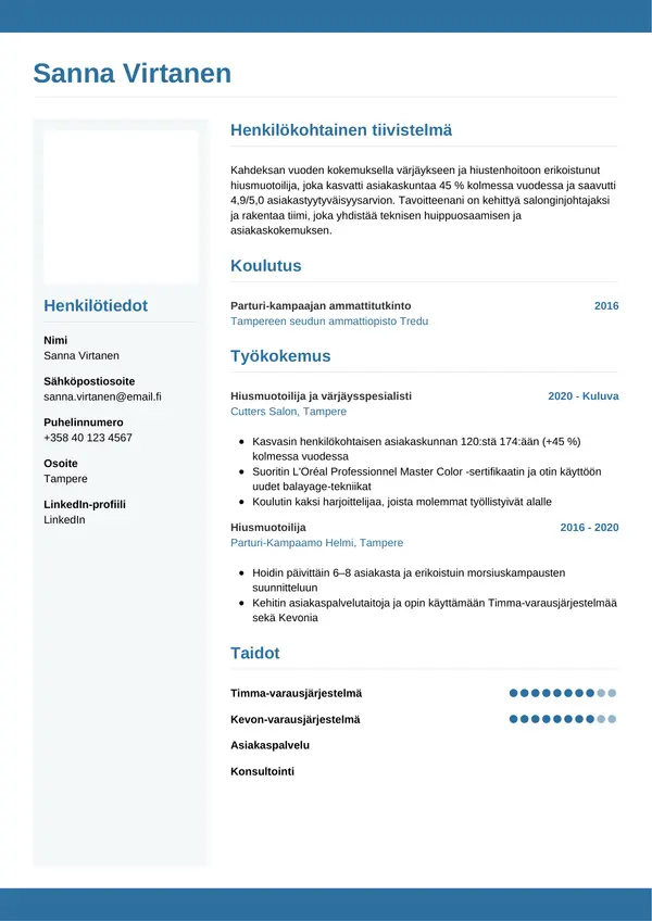 CV-pohja — Tyyli 9