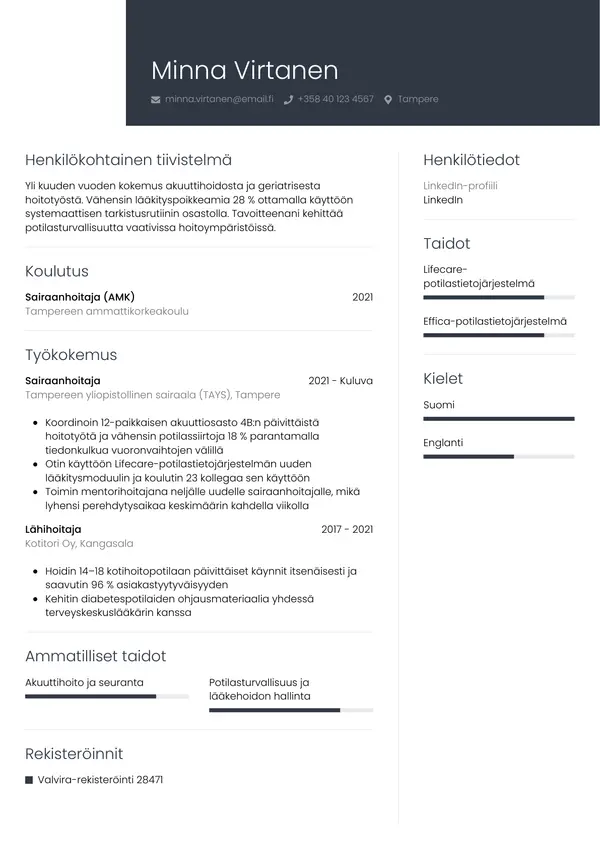 CV-pohja — Tyyli 1