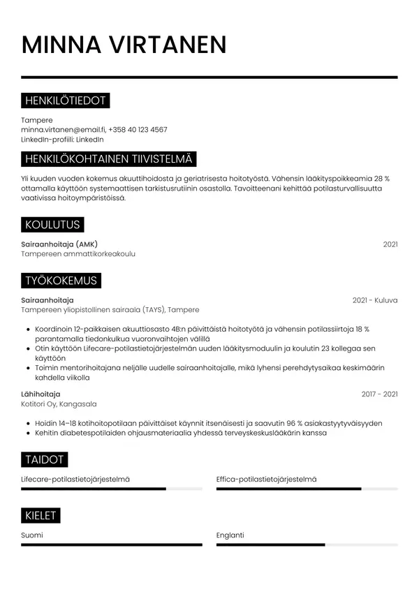 CV-pohja — Tyyli 11