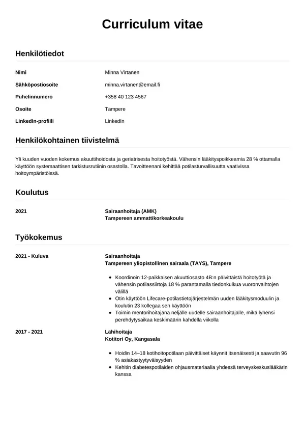 CV-pohja — Tyyli 12