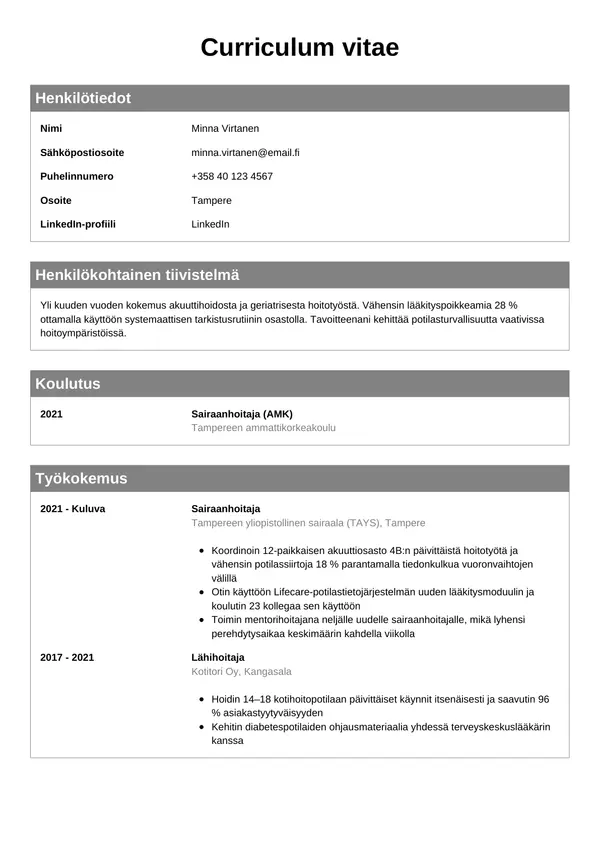 CV-pohja — Tyyli 7