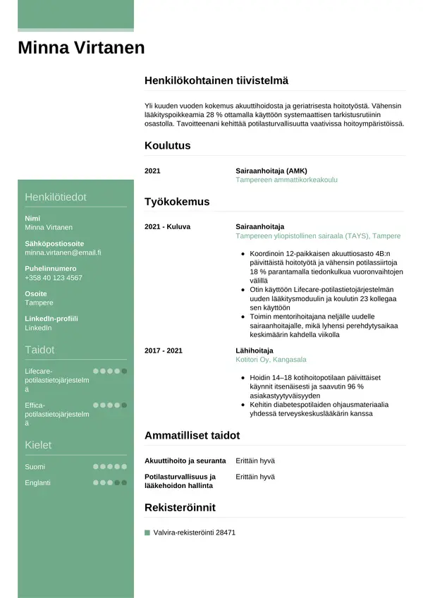 CV-pohja — Tyyli 8