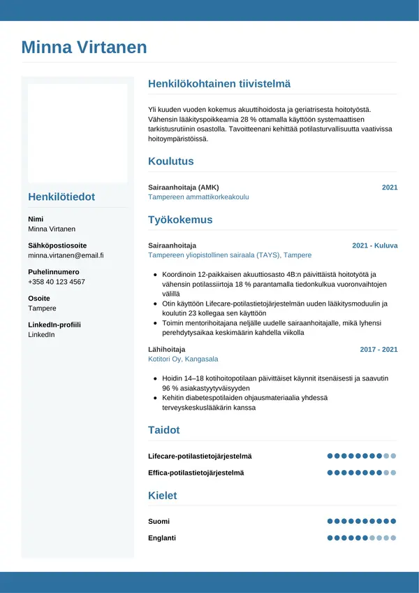 CV-pohja — Tyyli 9