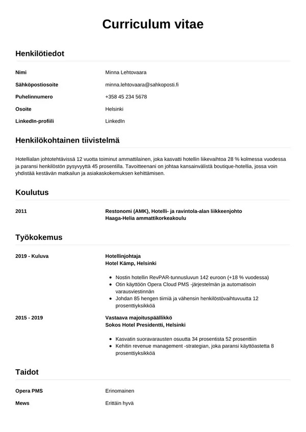 CV-pohja — Tyyli 12
