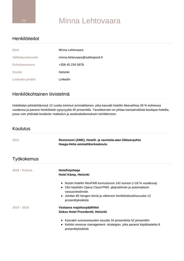 CV-pohja — Tyyli 6