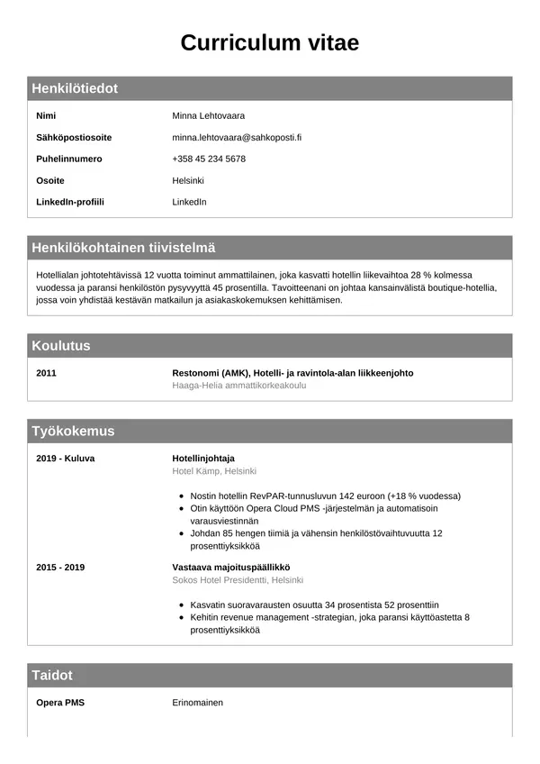 CV-pohja — Tyyli 7