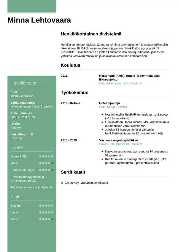 CV-pohja — Tyyli 8