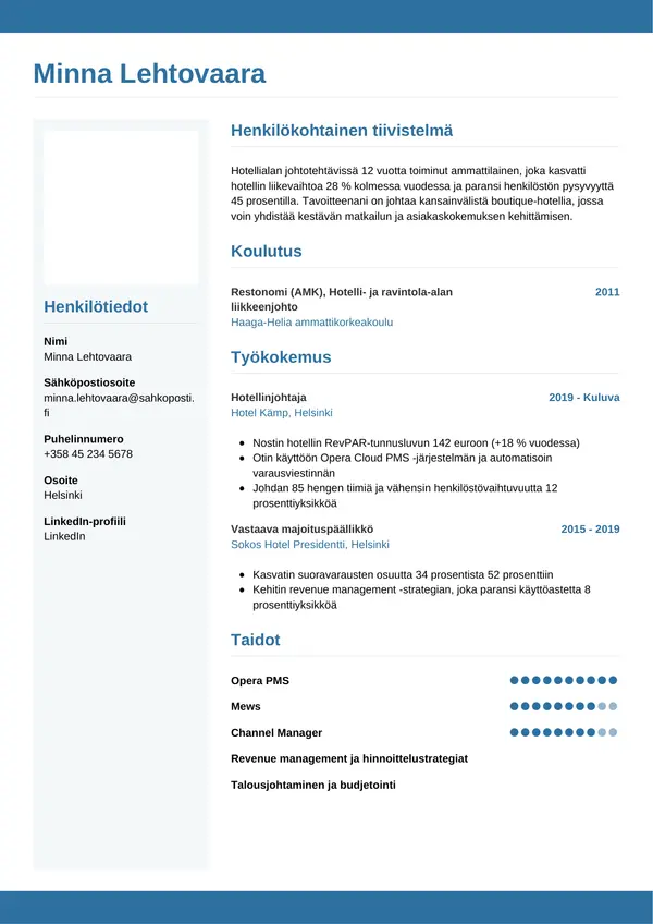 CV-pohja — Tyyli 9